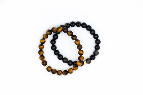 Mens Starter Stack ( Tigers eye and Black Obsidian)